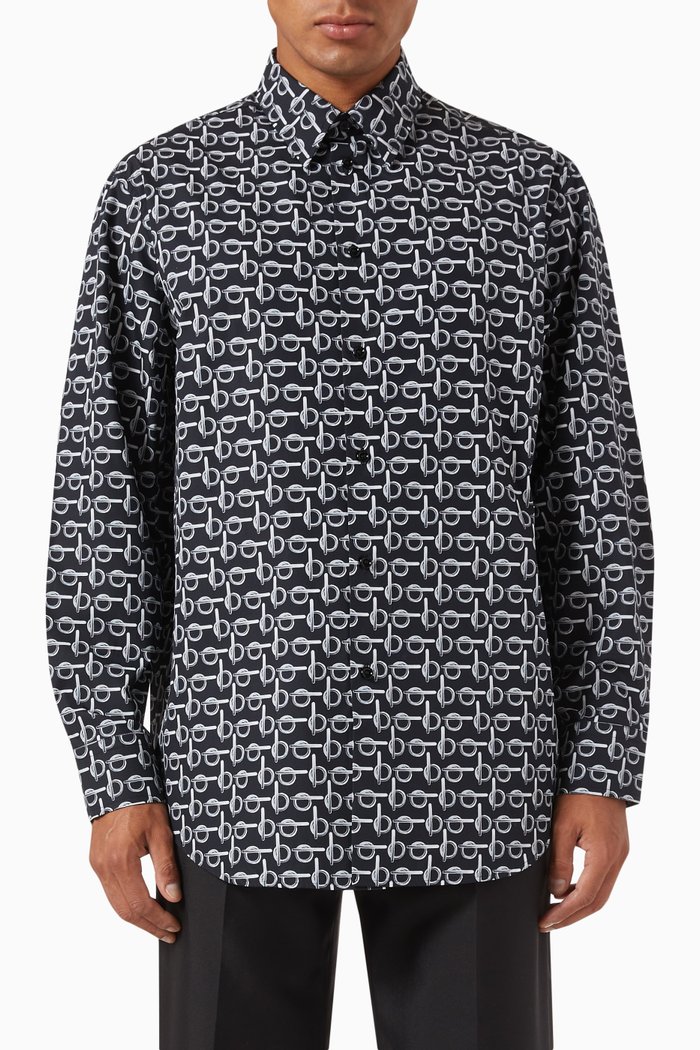 B Hardware Shirt in Cotton Poplin, Black