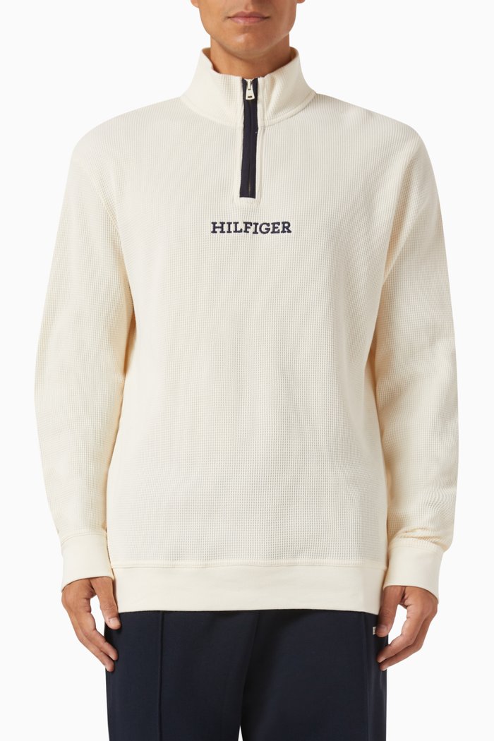

Monotype Waffle Sweatshirt in Cotton, Neutral