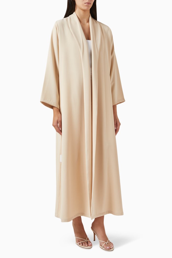 

Zainah-cut Abaya in Polycrepe, Neutral