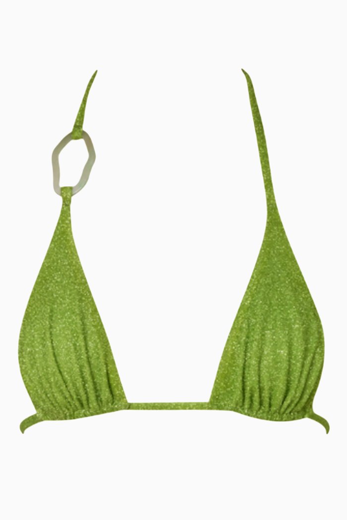 

Kaia Bikini Top in Glitter Lycra, Green