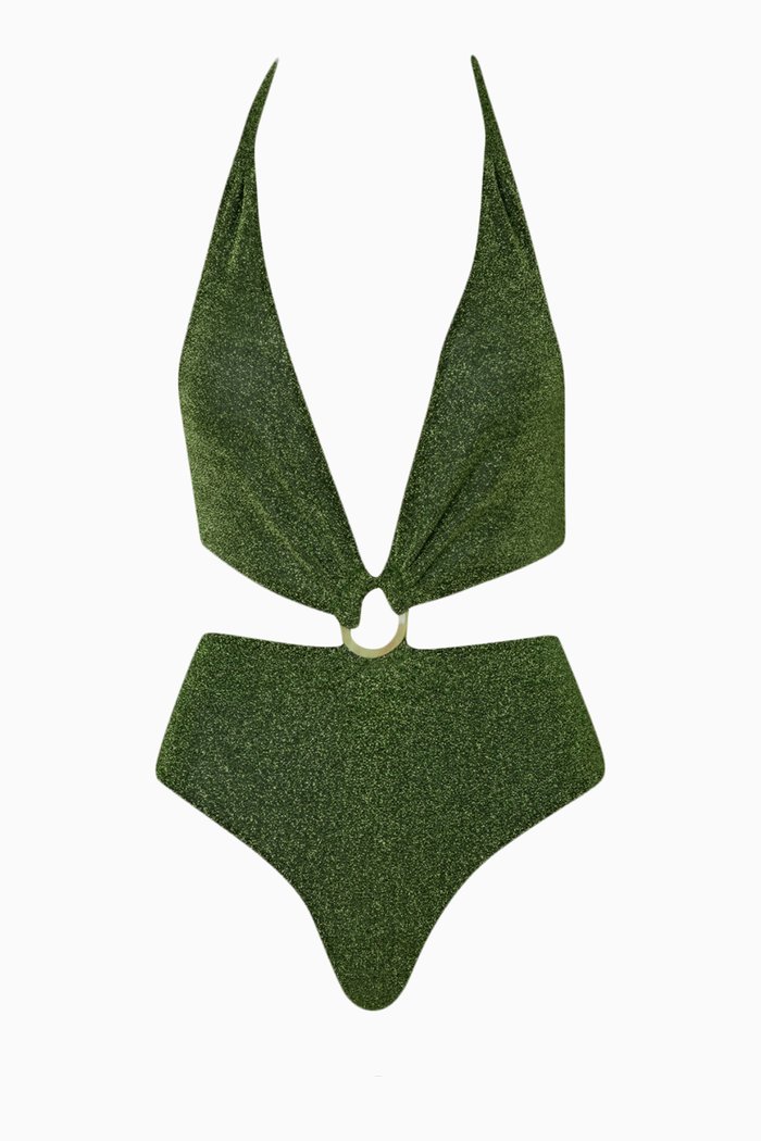 

Selena One-piece Swimsuit in Glitter Lycra, Green
