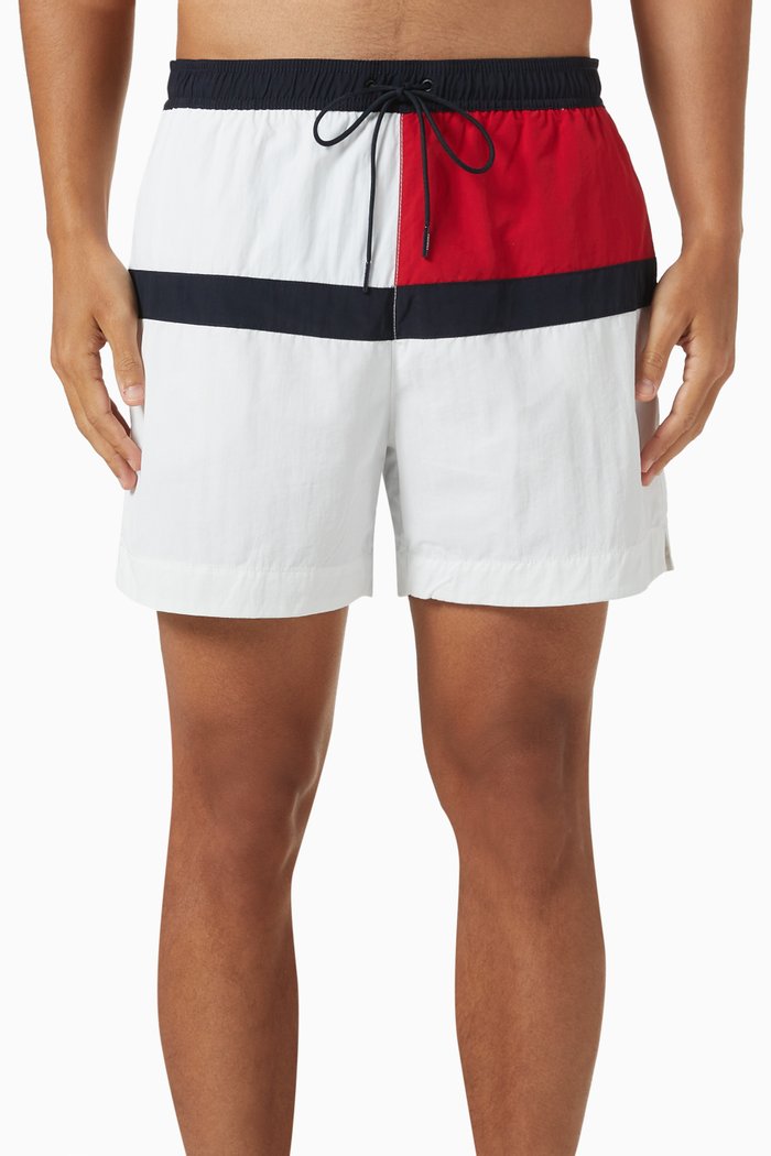 

Medium Flag Swim Shorts in Recycled Nylon, White