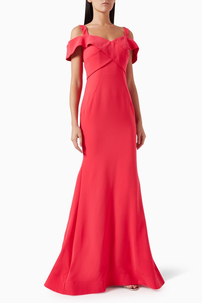 

Cold-shoulder Mermaid Gown in Crepe, Pink