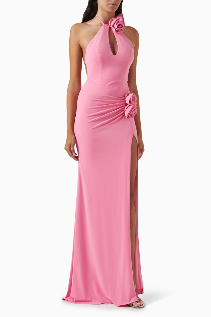 

Halterneck Slit Gown in Jersey, Pink