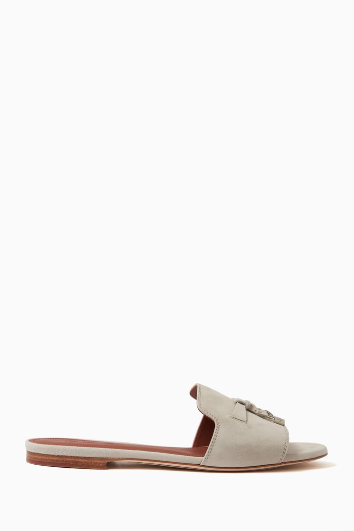 

Summer Charms Slippers in Suede, White