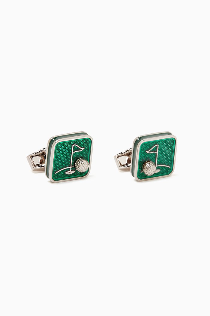 

Sports Ice Golf Cufflinks in Palladium-plated Metalv, Green