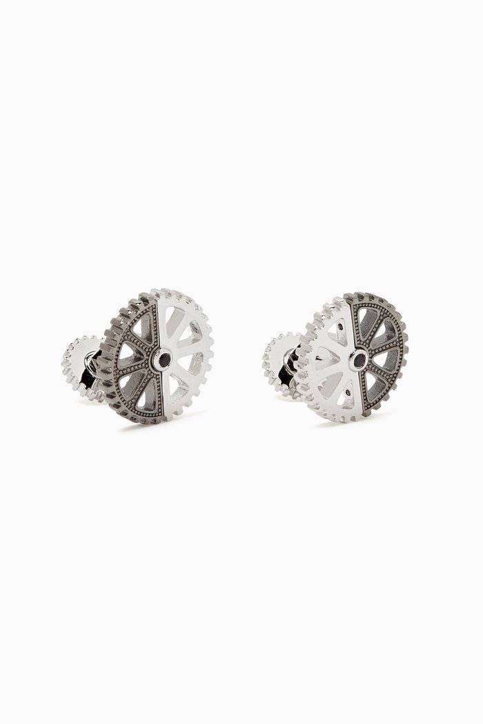 

Puzzle Gear Black Spinel Cufflinks in Black Rhodium & Rhodium-plated