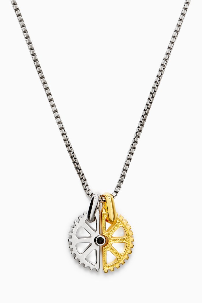 

Puzzle Gear Box Pendant Necklace in Sterling Silver