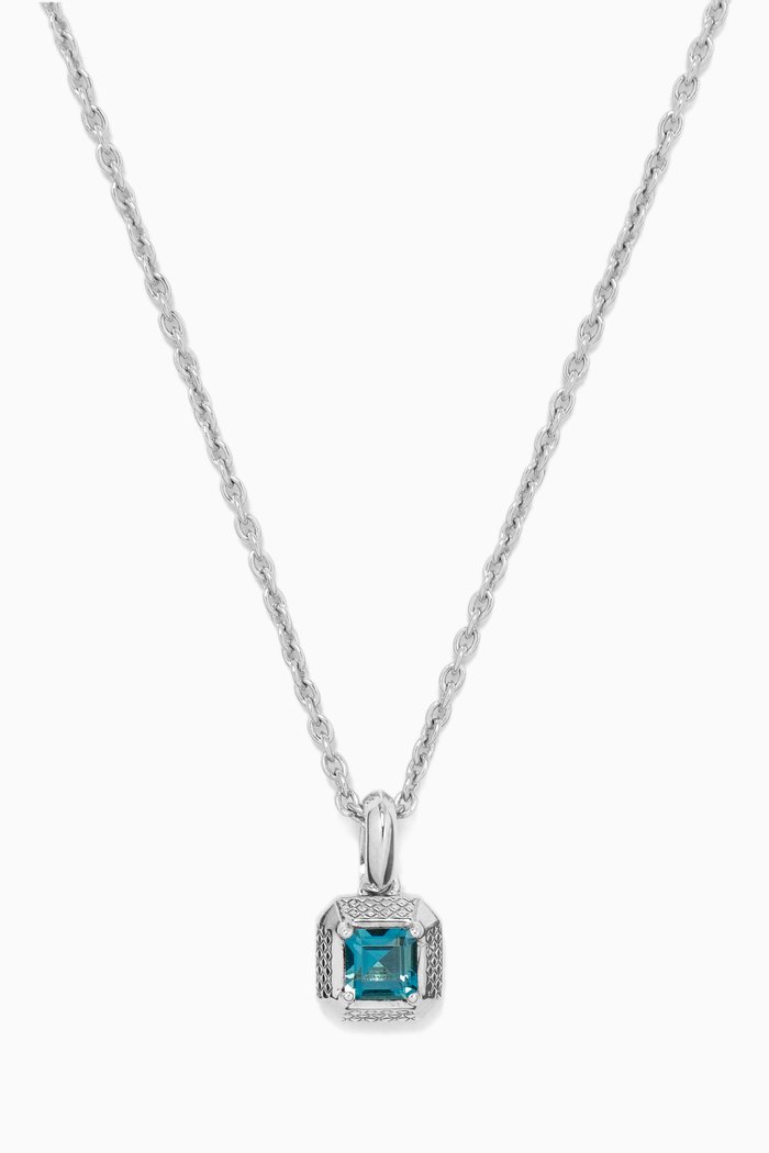 

London Blue Topaz Necklace in Rhodium-plated Sterling Silver