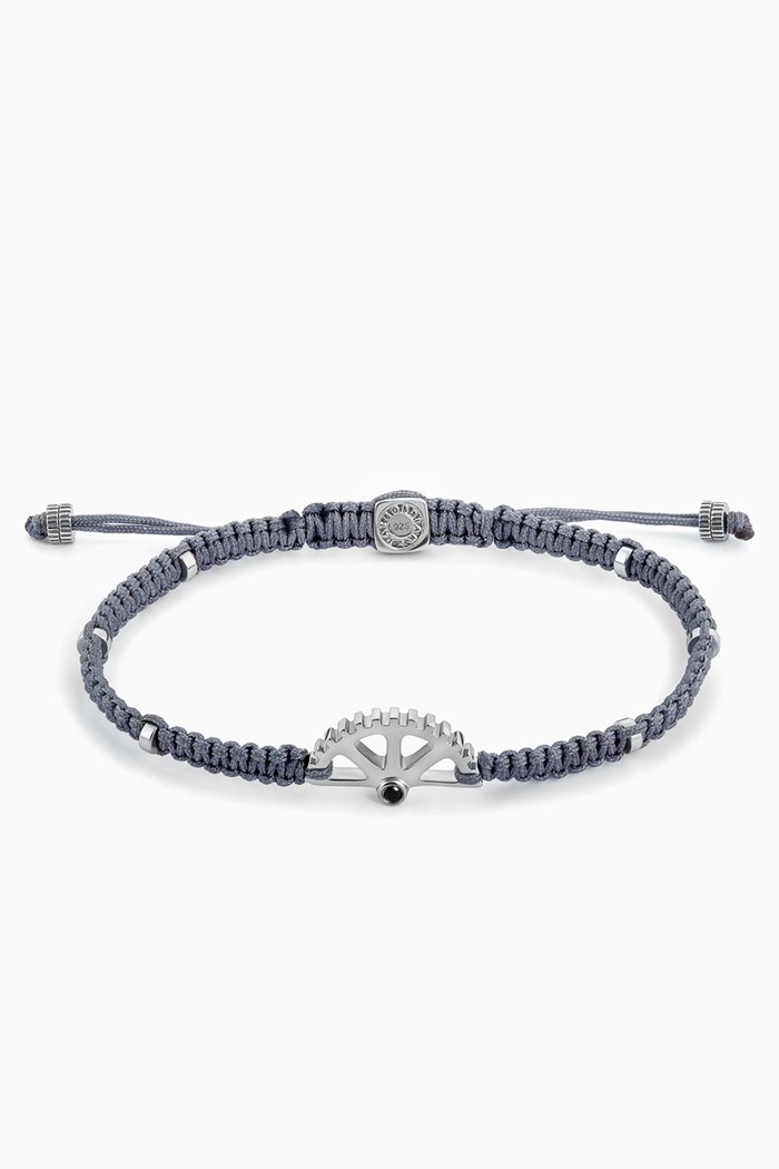 

Puzzle Gear Black Spinel Bracelet in Macrame & Rhodium-plated Sterling Silver