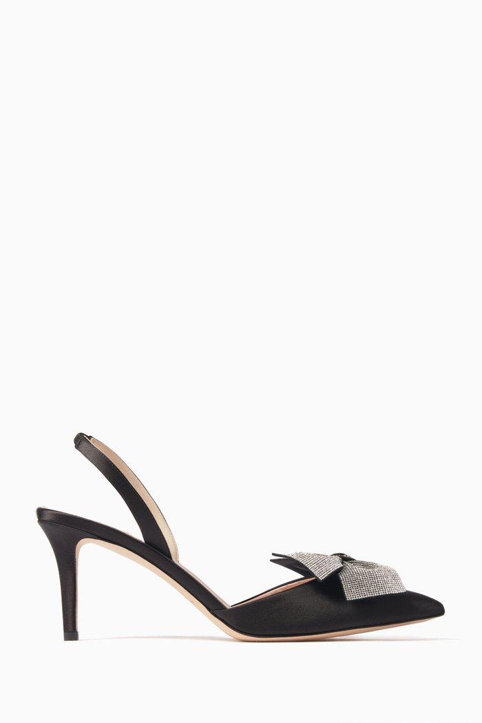 

Jamil 70 Slingback Pumps in Satin, Black