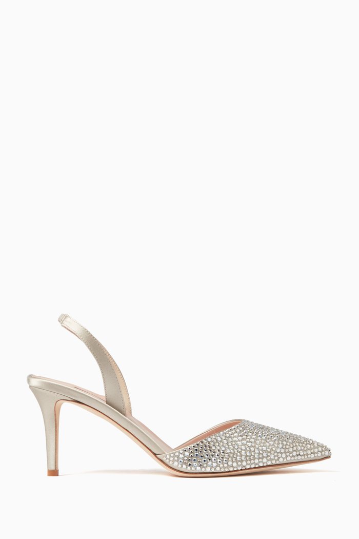 

Nour 70 Embellished Slingback Pumps in Satin, Neutral