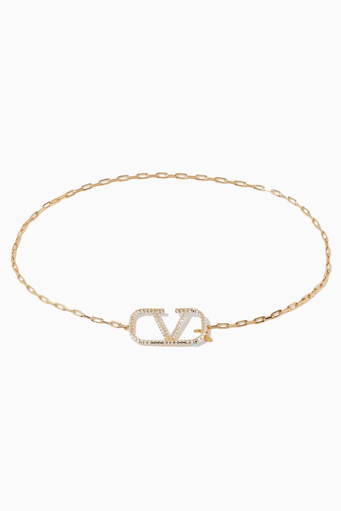 

Valentino Garavani VLOGO Swarovski Chain Belt, Metallic