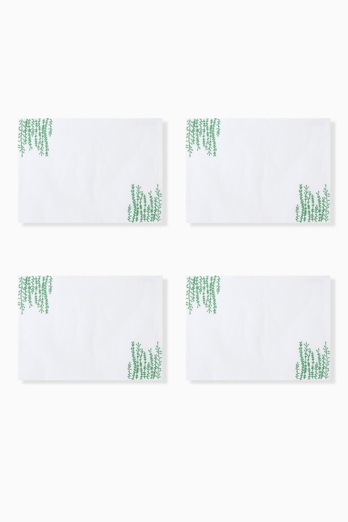 

Botanical Mint Placemat in Linen, White