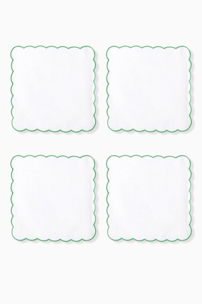 

Scallop Napkin in Linen, Set f 4, White
