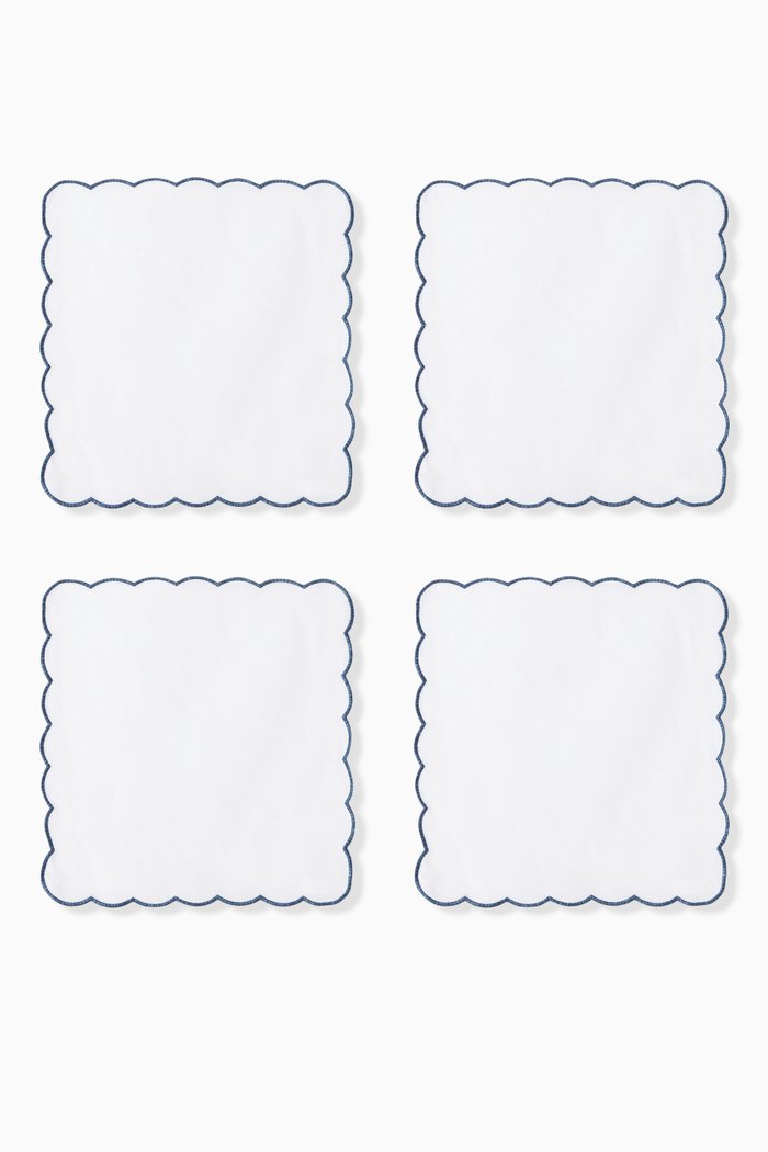 

Scallop Napkin in Linen, Set of 4, White