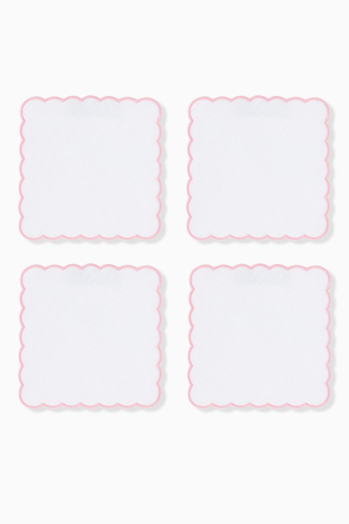 

Carnation Scallop Napkin in Linen, Set of 4, White