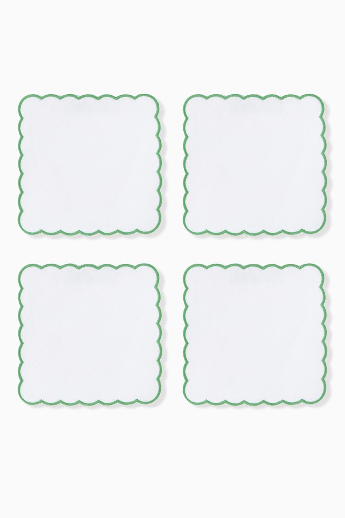 

Scallop Coaster in Linen, Set of 4, White