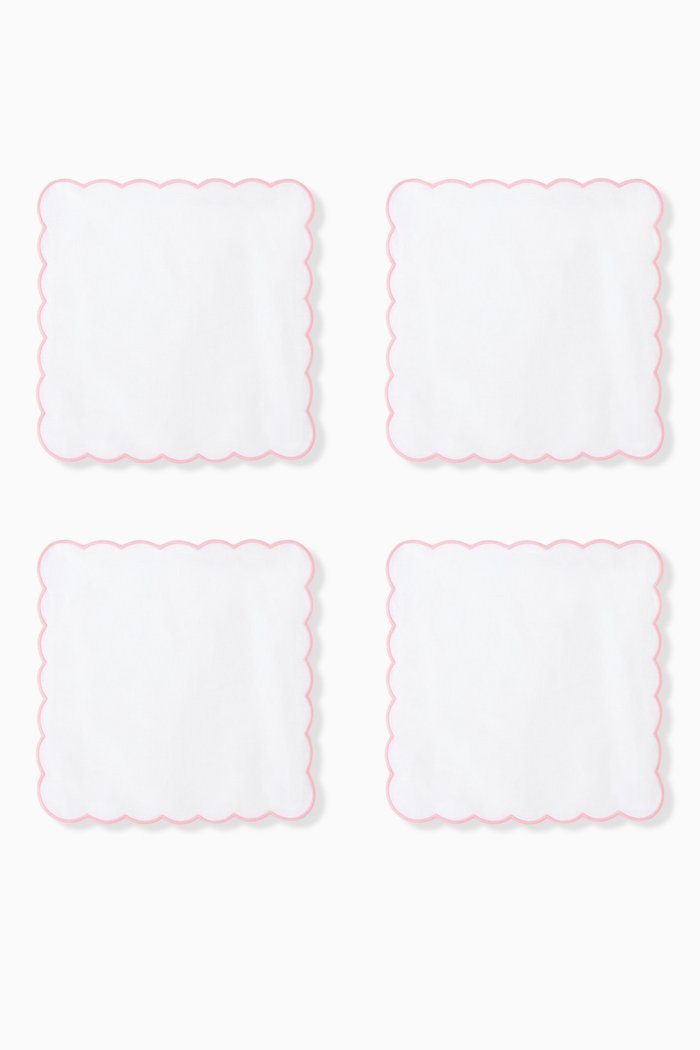 

Scallop Coaster in Linen, Set of 4, White