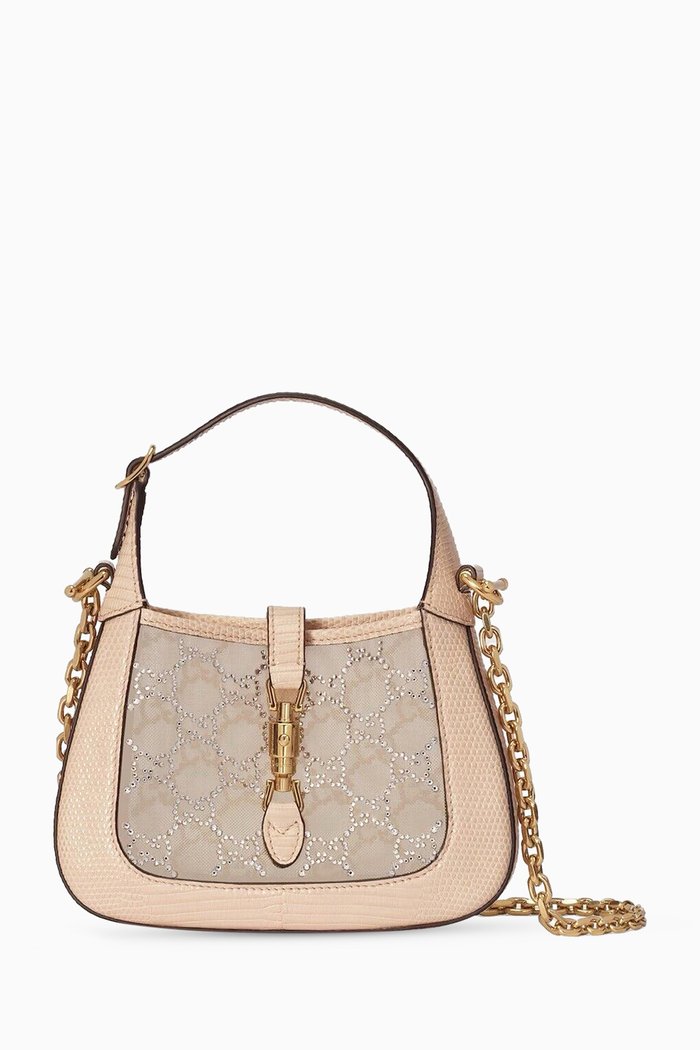 

Mini Jackie 1961 Bag in GG Mesh & Lizard Leather, Pink