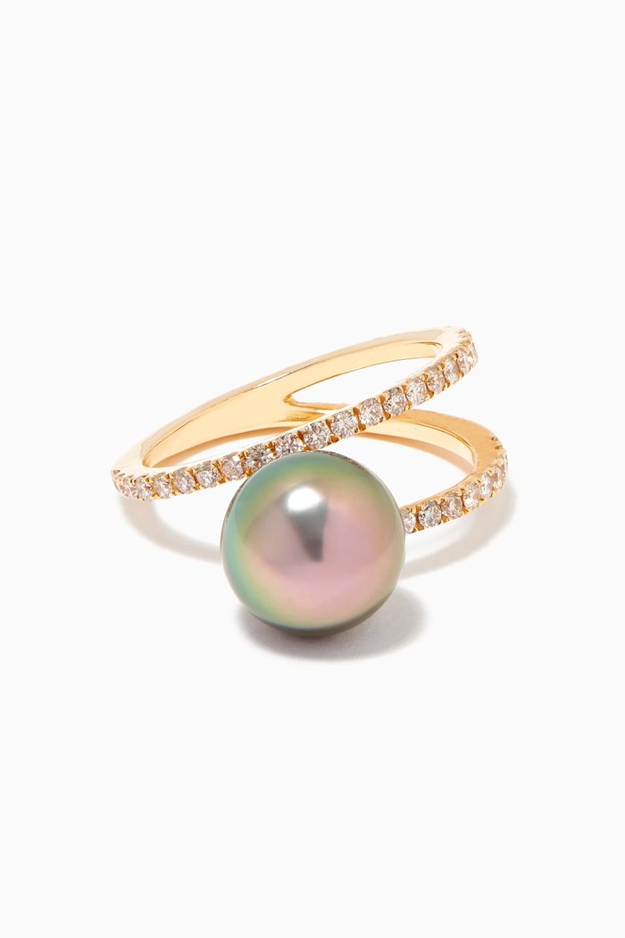 

Links of Love Pandora Diamond & Pearl Ring in 18kt Gold, Yellow