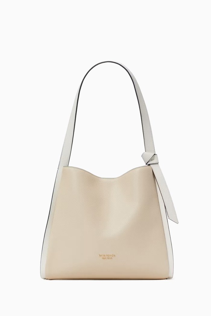 

Knott Large Shoulder Bag in Pebbled Leather, Brown