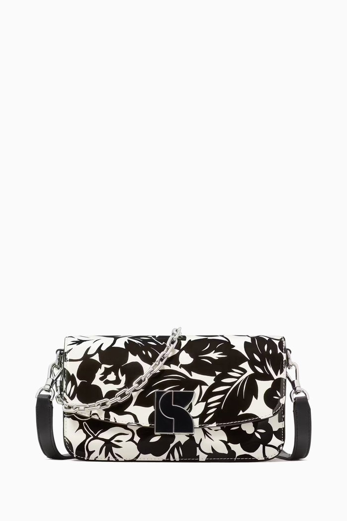 

Small Dakota Tropical Crossbody Bag in Leather, Black