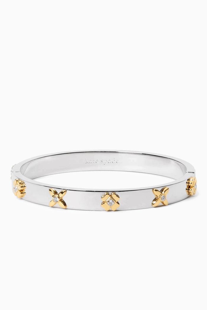 

Heritage Bloom Hinged Bangle in Metal, Silver