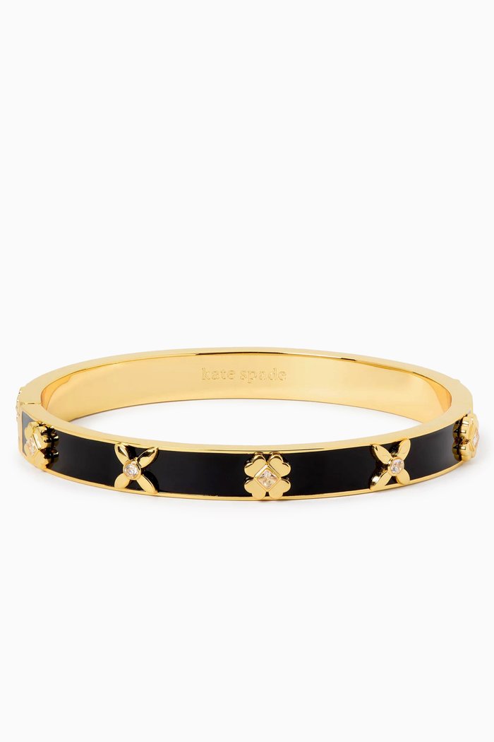 

Heritage Bloom Hinged Bangle in Metal, Black