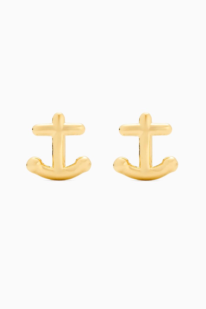 

Away We Go Anchor Stud Earrings in Gold-tone Metal