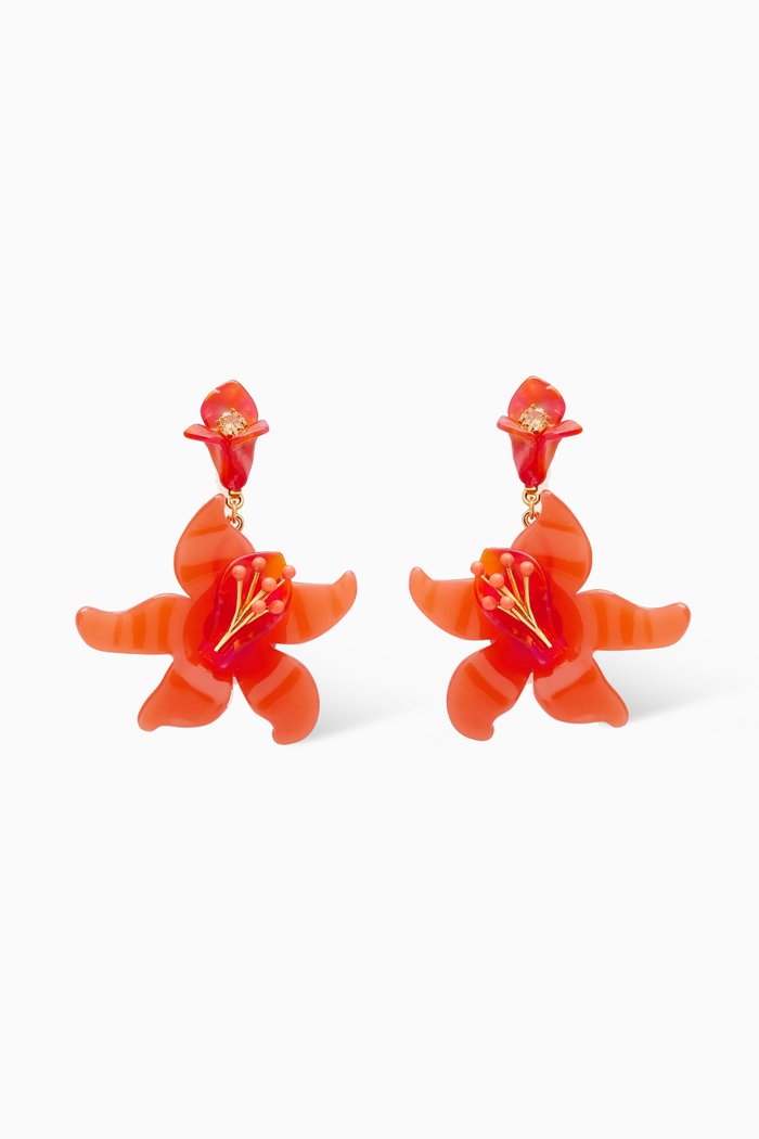 

Floral Statement Earrings in Resin, Red