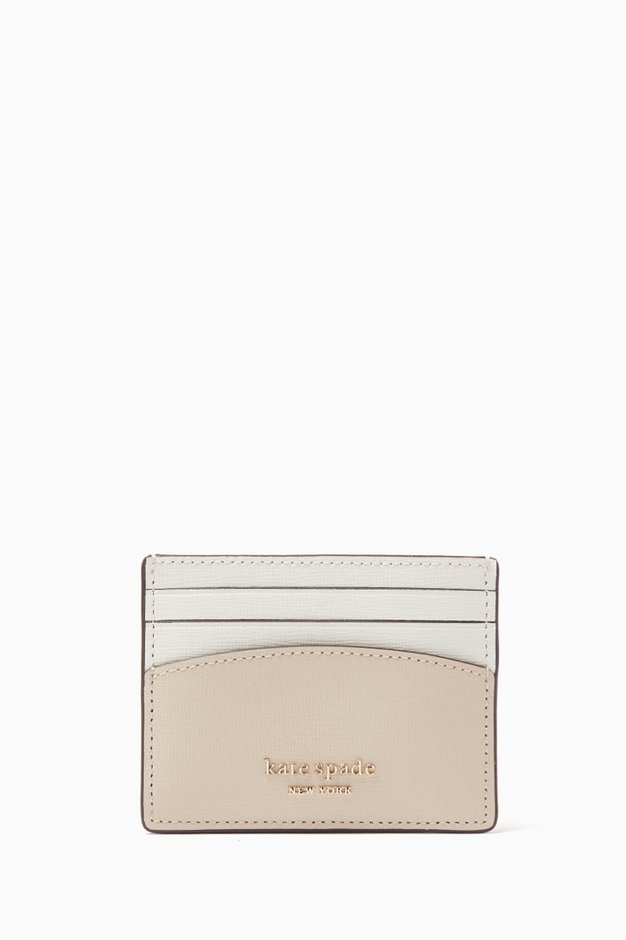 

Morgan Colour-block Card Holder in Saffiano Leather, Brown