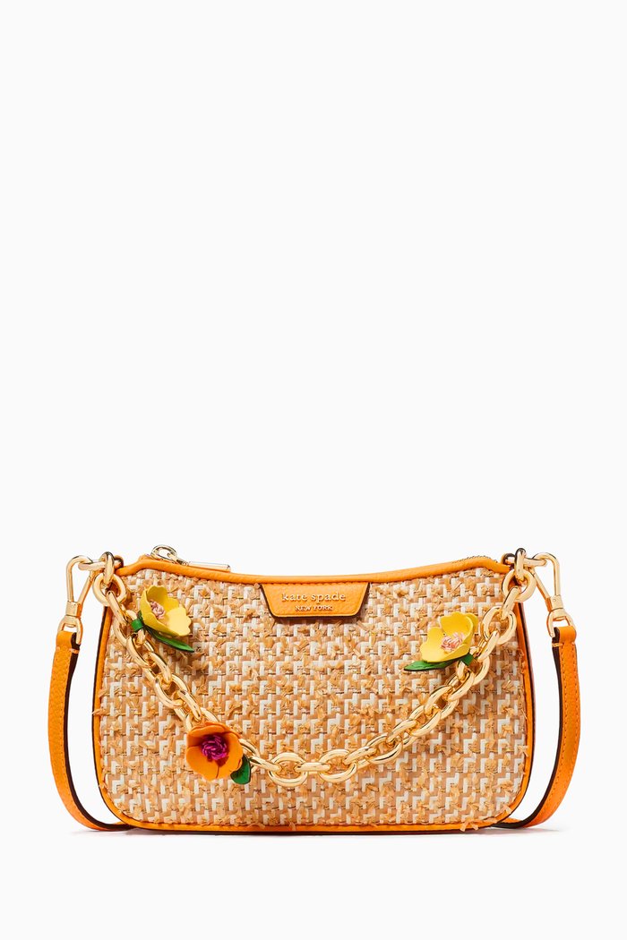 

Small Jolie Crossbody Bag in Raffia, Orange