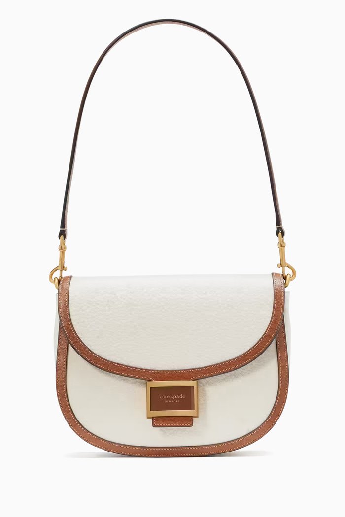 

Katy Convertible Saddle Bag in Leather, White