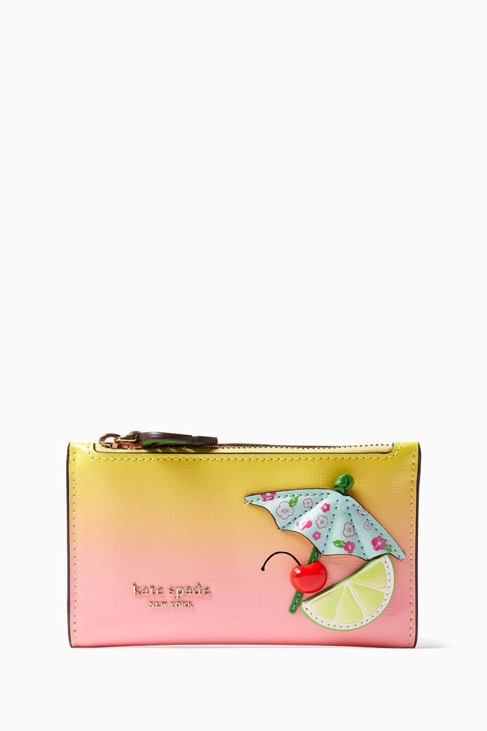 

Small Playa Ombre Slim Bi-fold Wallet in Leather, Multicolour