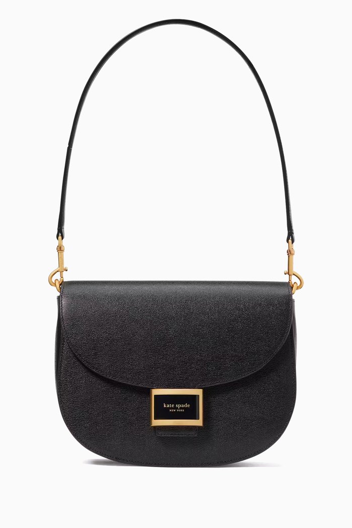 

Katy Convertible Saddle Bag in Leather, Black