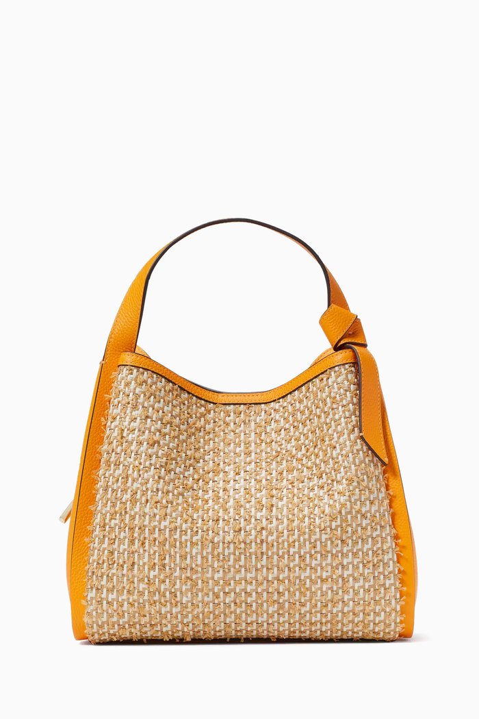 

Medium Knott Crossbody Bag in Straw, Orange
