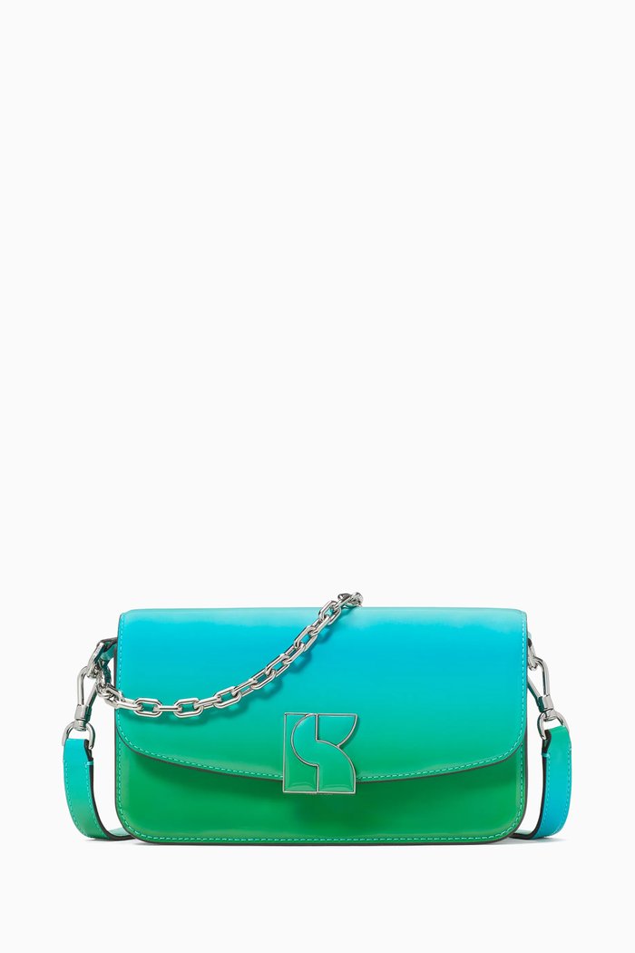 

Small Dakota Ombre Crossbody Bag in Patent Leather, Green