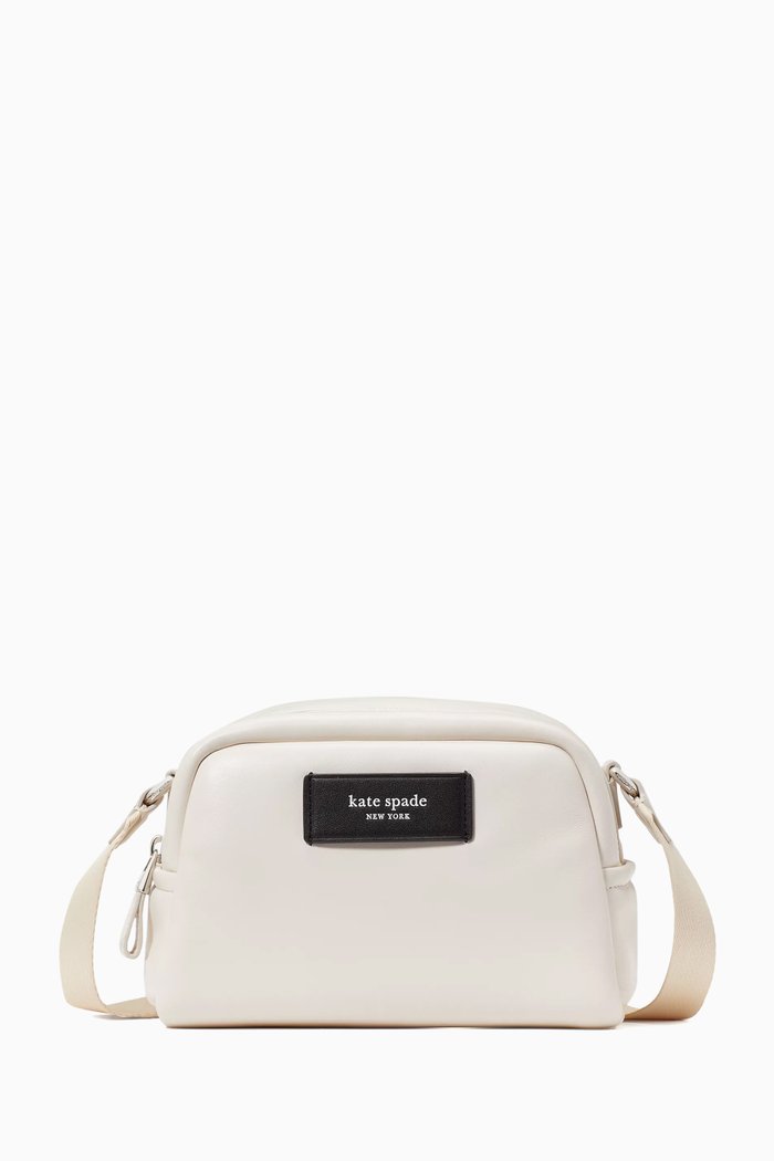 

Small Puffed Crossbody Bag in Leather, White