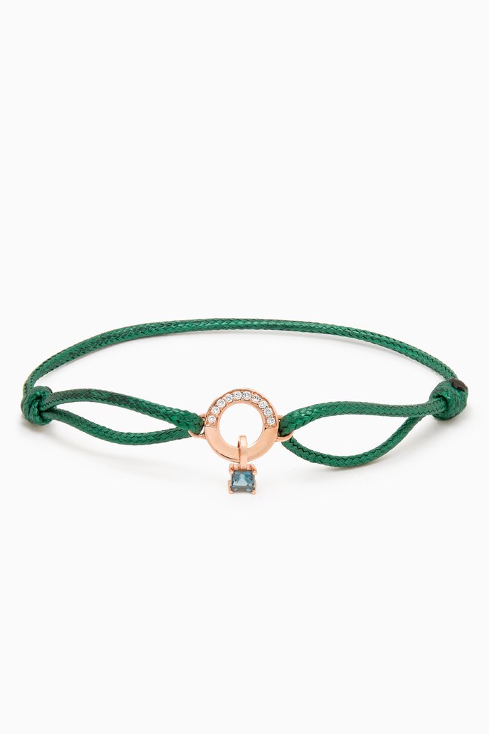 Full Moon Diamond & Tourmaline Thread Bracelet in 18k Rose Gold