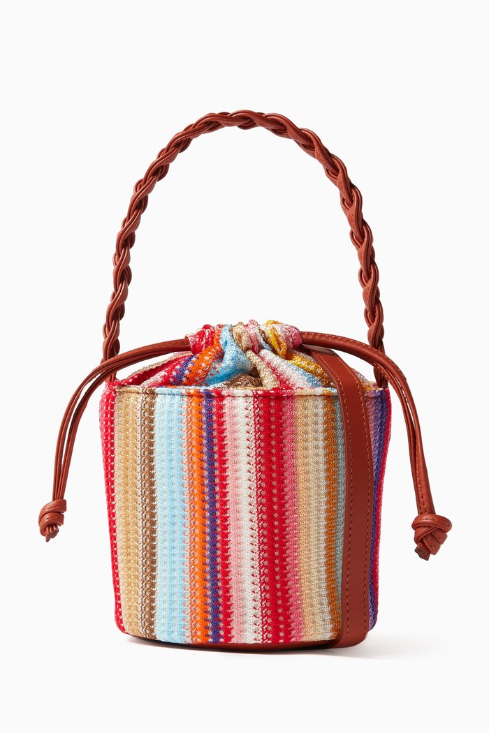 

Striped Bucket Bag in Viscose Knit, Multicolour