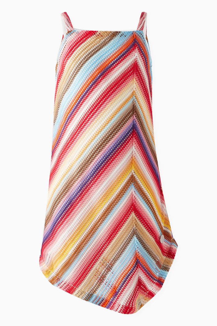 

Striped Dress in Crochet Knit, Multicolour
