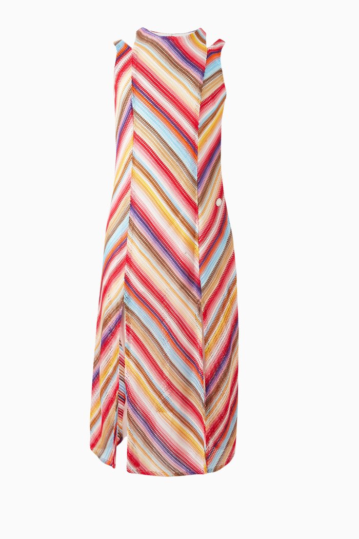 

Striped Dress in Crochet Knit, Multicolour
