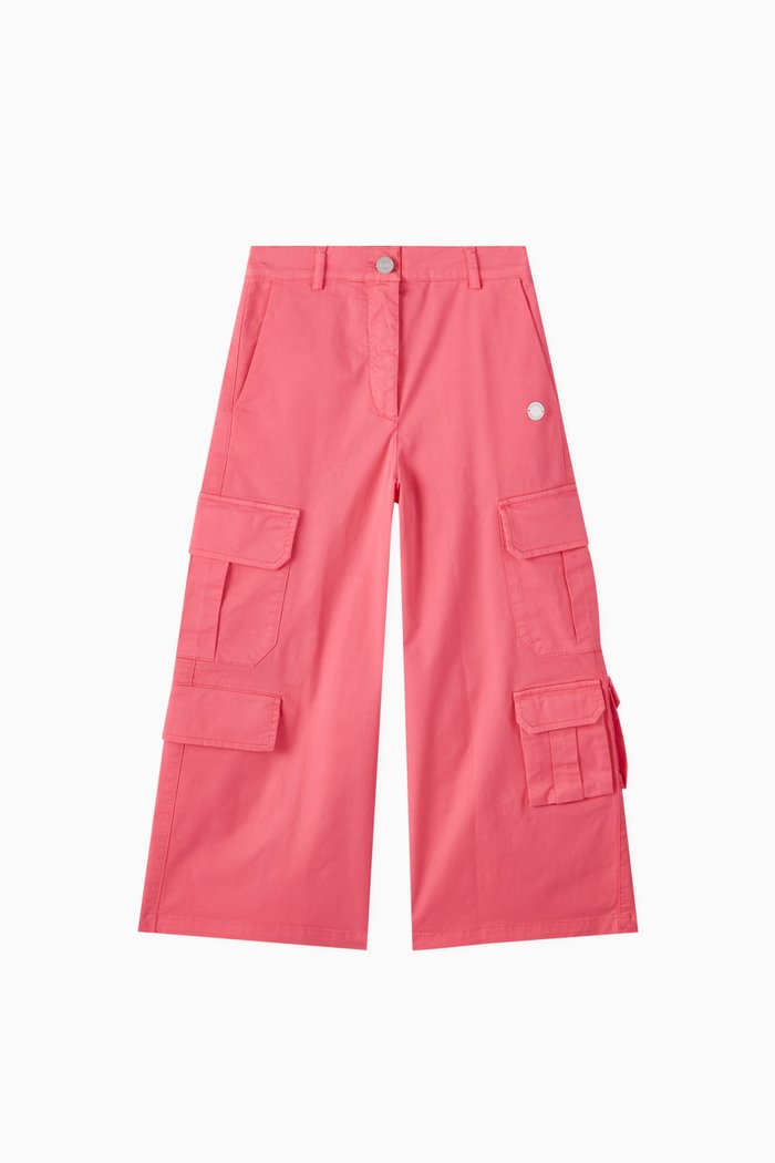 

Wide-leg Cargo Pants in Stretch Cotton, Pink