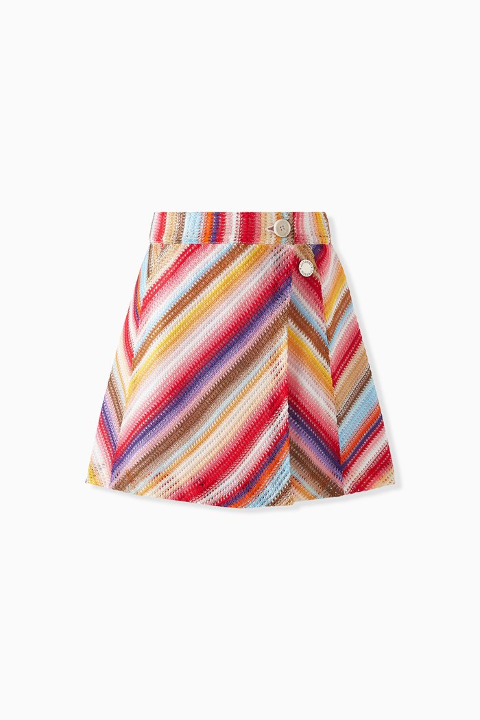 

Striped Skirt in Crochet Knit, Multicolour