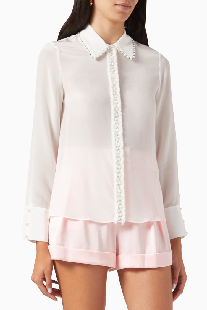

Willa Embellished Shirt in Silk, Neutral