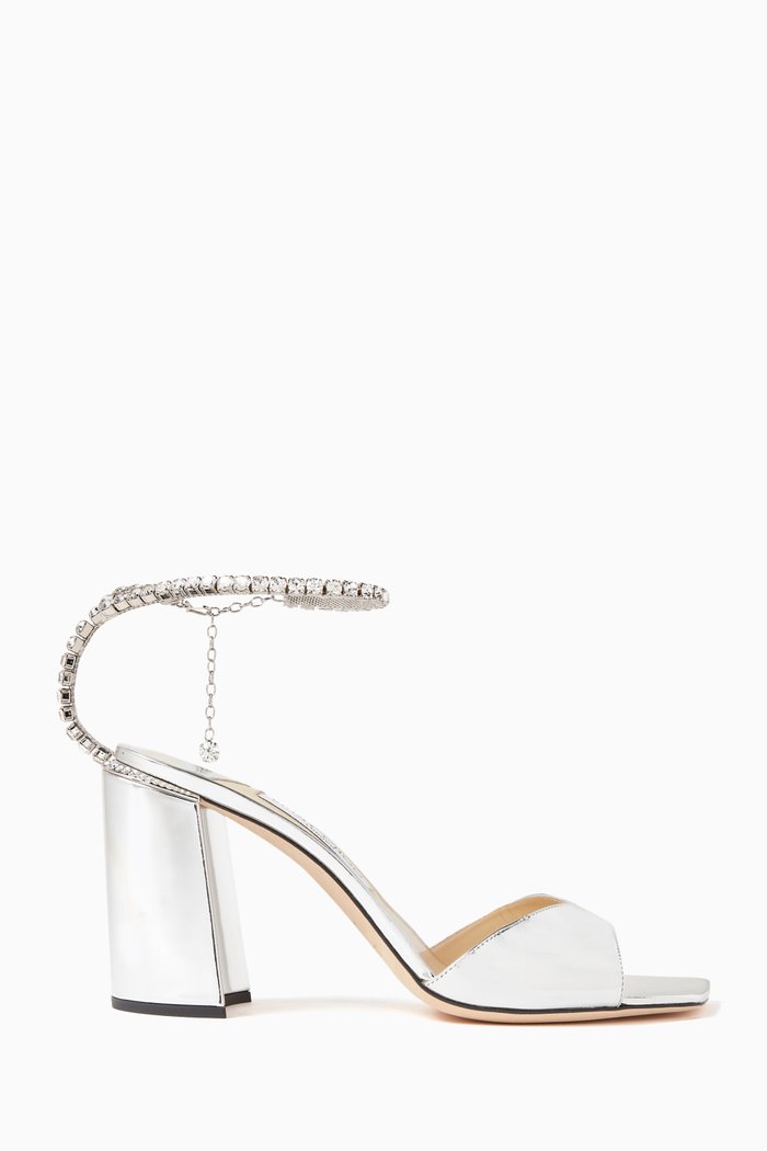 

Saeda 85 Sandals in Metallic Leather, Silver