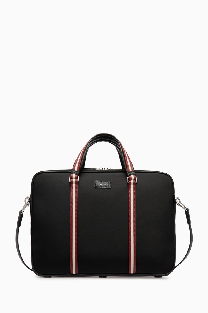 

Code Briefcase in Nylon & Grained Leather, Black