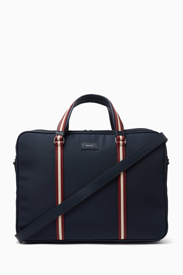 

Code Briefcase in Nylon & Grained Leather, Blue
