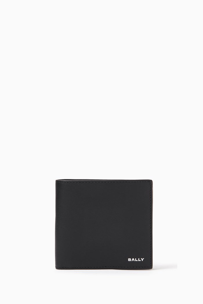 

Logo Bifold Wallet in Leather, Black